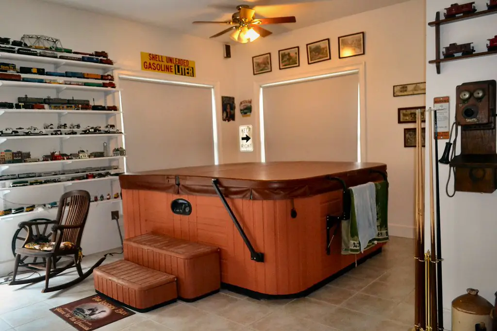 hot tub in basement